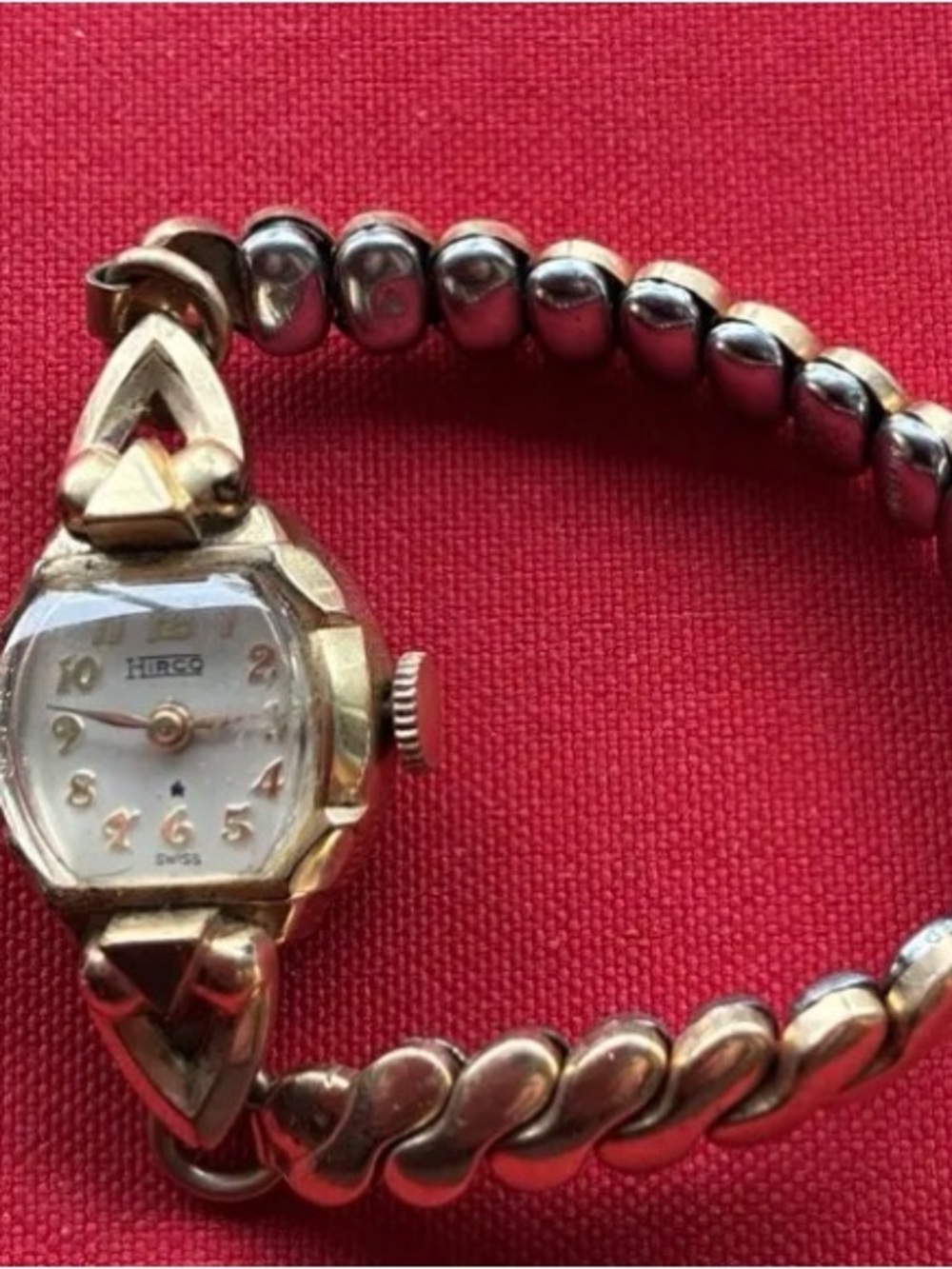 Vintage Hirco Swiss Mid 20th Century Gold-Tone Women's Bracelet Watch.